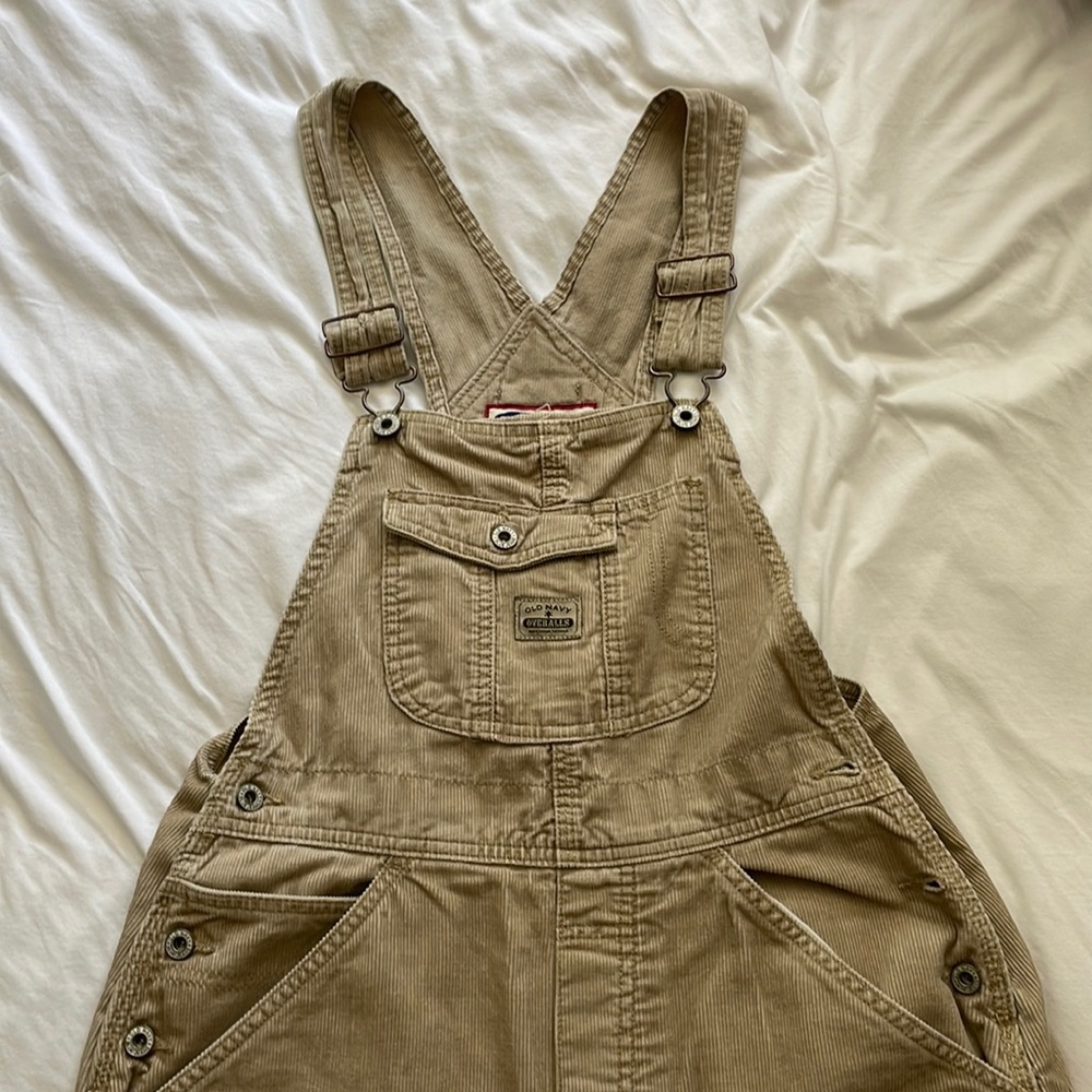 Old Navy beige corduroy overalls